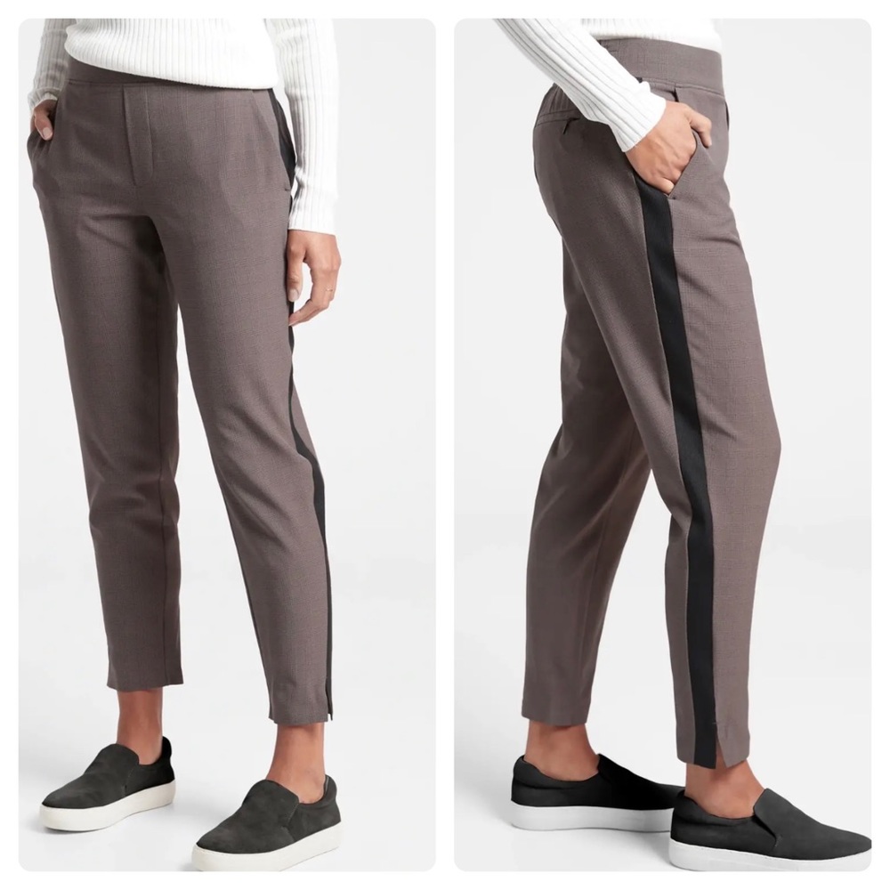 Athleta Brooklyn Ankle Pant ~ Black Grey Plaid